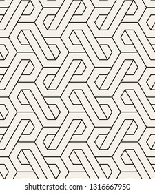 Vector seamless pattern. Modern stylish texture. Repeating geometric tiles with weaved hexagonal grid. Hipster monochrome print. Trendy graphic design. Thin linear loop.