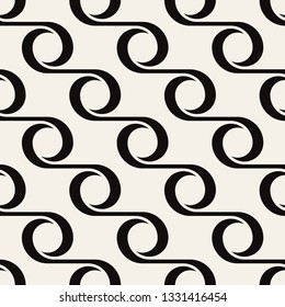 Vector seamless pattern. Modern stylish texture. Repeating abstract background. Monochrome geometric texture with waving tapes. Can be used as swatch for illustrator.