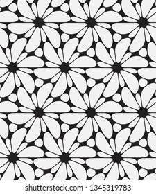  Vector seamless pattern. Modern stylish texture. Repetition of geometric tiles with abstract flowers.