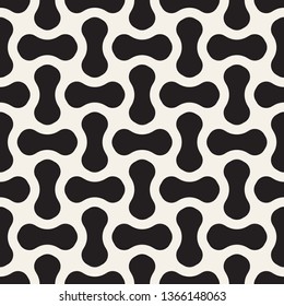 Vector seamless pattern. Modern stylish texture. Repeating abstract stripes background. Monochrome geometric rounded shapes tiling.