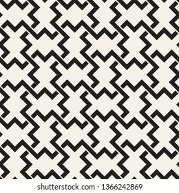 Vector seamless pattern. Modern stylish abstract lattice design. Repeating geometric interlaced jagged lines.