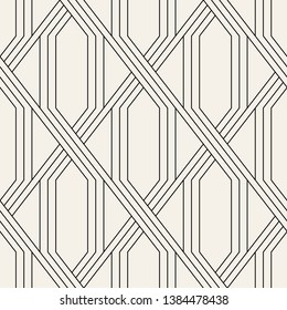 Vector seamless pattern. Modern stylish texture. Geometric striped ornament. Monochrome linear braids. Intricate weave lines.