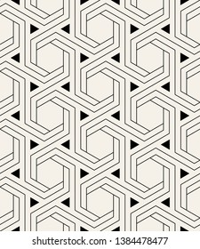 Vector seamless pattern. Modern stylish texture. Repeating geometric tiles with linear hexagonal grid. Hipster monochrome print. Can be used as swatch for illustrator.