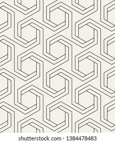 Vector seamless pattern. Modern stylish texture. Repeating geometric tiles with linear hexagonal grid. Hipster monochrome print. Can be used as swatch for illustrator.