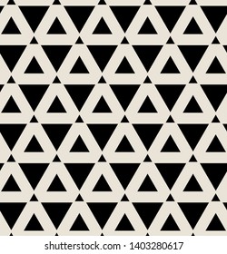 Vector seamless pattern. Modern stylish texture. Repeating geometric tiles with bold triangles. Contemporary graphic design. Trendy hipster monochrome print.
