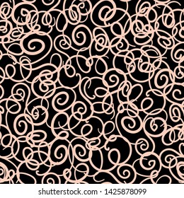 Vector seamless pattern. Modern stylish texture. Repeating abstract background with tangled hank of thin lines.