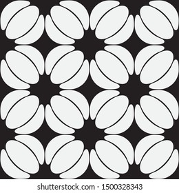  Vector seamless pattern. Modern stylish texture. Repetition of geometric tiles with a grid of ovals of different shapes.