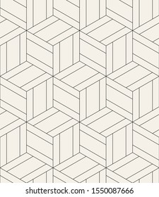 Vector seamless pattern. Modern stylish texture. Repeating geometric tiles. Linear monochrome cubes.