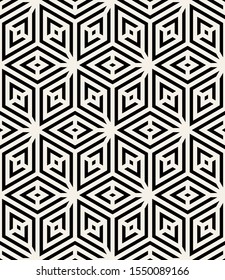 Vector seamless pattern. Modern stylish texture. Repeating geometric tiles. Striped bold monochrome rhombuses.