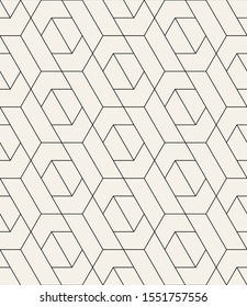 Vector seamless pattern. Modern stylish texture with thin monochrome trellis. Repeating geometric hexagonal grid. Simple graphic design. Trendy hipster sacred geometry.