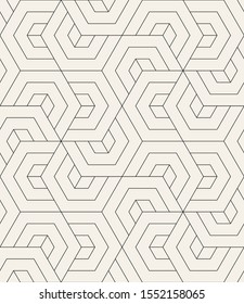 Vector seamless pattern. Modern stylish texture with thin monochrome trellis. Repeating geometric hexagonal grid. Simple graphic design. Trendy hipster sacred geometry.