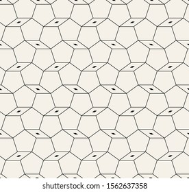 Vector seamless pattern. Modern stylish texture with thin monochrome trellis. Repeating geometric thin pentagonal grid. Simple graphic design. Trendy linear geometry.