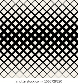 Vector seamless pattern. Modern stylish texture. Repeating geometric tiles with squares. Halftone grid with thickness which decreases towards the center.