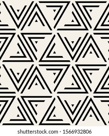 Vector seamless pattern. Modern stylish texture. Repeating geometric tiles with striped triangles. Hipster monochrome print. Trendy graphic design.