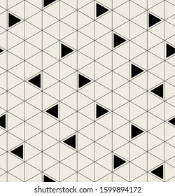 Vector seamless pattern. Modern stylish texture with linear mesh. Repeating abstract background. Triangular thin grid. Monochrome graphic design.