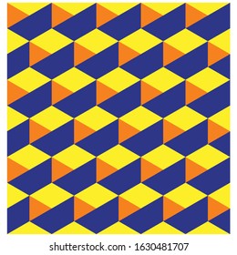 Vector seamless pattern. Modern stylish texture with monochrome trellis. Repeating geometric grid. Simple graphic design.Blue,orange yellow color.