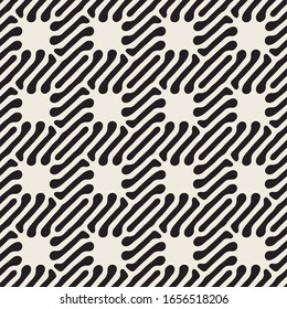 Vector seamless pattern. Modern stylish texture. Repeating geometric tiles with ornate squares. Chaotic rounded elements and spots.