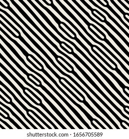 Vector seamless pattern. Modern stylish texture. Geometric striped ornament. Monochrome diagonal waves.