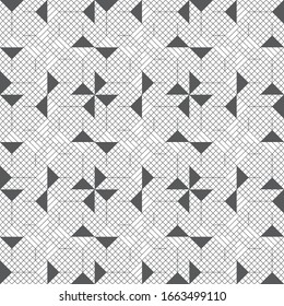 Vector seamless pattern. Modern stylish texture with intersecting thin lines which form regularly repeating tiled linear grid with rhombuses, diamonds, triangles. Abstract geometric background
