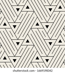 Vector seamless pattern. Modern stylish texture. Repeating geometric tiles with thin linear triangles. Hipster monochrome print. Trendy graphic design. Can be used as swatch for illustrator.