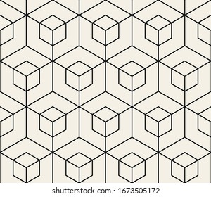 Vector seamless pattern. Modern stylish texture. Repeating geometric background with linear hexagons