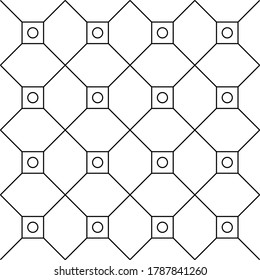 Vector seamless pattern Modern stylish texture. Repeating geometric tiles, grid with circles, rhombuses, squares.