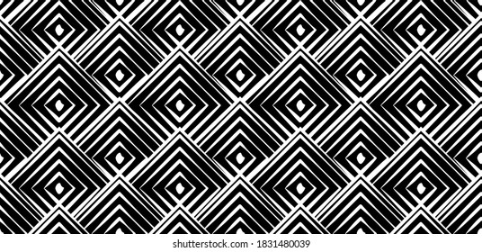 Vector seamless pattern. Modern stylish texture. Geometric ornament with striped curved rhombuses.