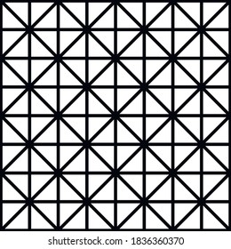 Vector seamless pattern. Modern stylish texture with monochrome trellis. Repeating geometric triangular grid.