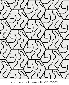  Vector seamless pattern. Modern stylish texture. Repeating geometric striped hexagons.