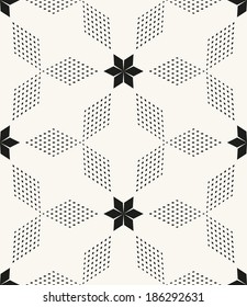 Vector seamless pattern. Modern stylish texture. Geometric ornament with stylized flowers and dotted rhombuses