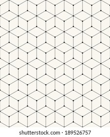 Vector seamless pattern. Modern stylish texture. Repeating geometric background with rhombus and nodes from hexagon