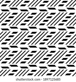 Vector seamless pattern. Modern stylish texture. Regularly repeating geometric ornament with angular and vertical lines. Monochrome, linear abstract background.