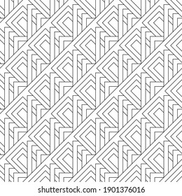 Vector seamless pattern. Modern stylish texture. Regularly repeating geometric ornament with angular and vertical lines. Monochrome, linear abstract background.