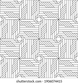 Vector seamless pattern. Modern stylish texture. Regularly repeating geometric ornament with angular and vertical lines. Monochrome, linear abstract background.