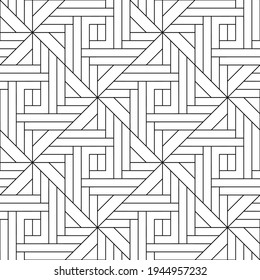 Vector seamless pattern. Modern stylish texture. Regularly repeating geometric ornament with angular and vertical lines. Monochrome, linear abstract background.