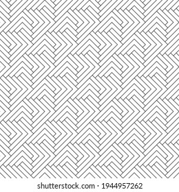 Vector seamless pattern. Modern stylish texture. Regularly repeating geometric ornament with angular and vertical lines. Monochrome, linear abstract background.