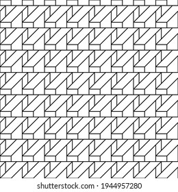 Vector seamless pattern. Modern stylish texture. Regularly repeating geometric ornament with angular and vertical lines. Monochrome, linear abstract background.