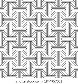 Vector seamless pattern. Modern stylish texture. Regularly repeating geometric ornament with angular and vertical lines. Monochrome, linear abstract background.