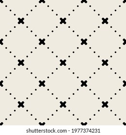 Vector seamless pattern. Modern stylish texture. Repeating geometric tiles with bold linear rotated crosses and squares.