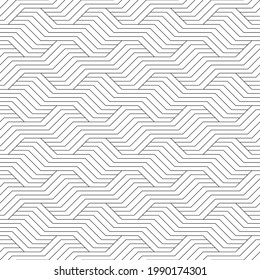 Vector seamless pattern. Modern stylish texture. Regularly repeating geometric ornament with angular and vertical lines. Monochrome, linear abstract background.