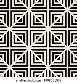 Vector seamless pattern. Modern stylish texture. Geometric ornament with bold chevrons and triangles which form rhombuses. Monochrome square grid.