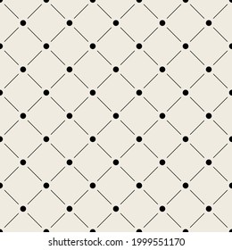 Vector seamless pattern. Modern stylish simple diamonds texture. Repeating geometric tiles with simple rhombuses and rings in nodes.