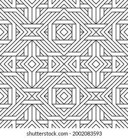 Vector seamless pattern. Modern stylish texture. Regularly repeating geometric ornament with angular and vertical lines. Monochrome, linear abstract background.