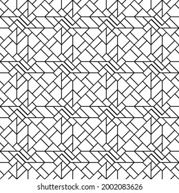 Vector seamless pattern. Modern stylish texture. Regularly repeating geometric ornament with angular and vertical lines. Monochrome, linear abstract background.