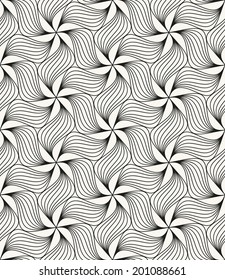 Vector seamless pattern. Modern stylish texture. Repeating geometric tiles. Stylized linear flowers