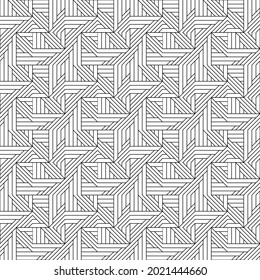 Vector seamless pattern. Modern stylish texture. Regularly repeating geometric ornament with angular and vertical lines. Monochrome, linear abstract background.