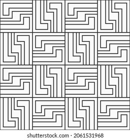 Vector seamless pattern. Modern stylish texture. Repeating geometric tiles with simple geometric shapes. Lines. Geometric outline lattice pattern. Black and white background.