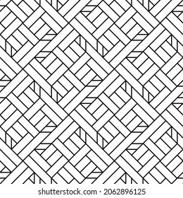 Vector seamless pattern. Modern stylish texture. Regularly repeating geometric ornament with angular and vertical lines. Monochrome, linear abstract background.