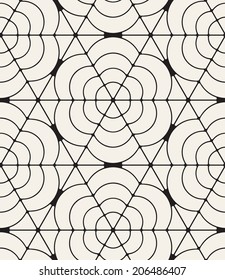 Vector seamless pattern. Modern stylish texture. Repeating geometric tiles. Striped triangles forming a hexagon and geometric flower