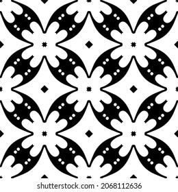 Vector seamless pattern. Modern stylish texture. Composition from regularly repeating geometrical element. Monochrome, simple. Vector illustrations. Black and white pattern.